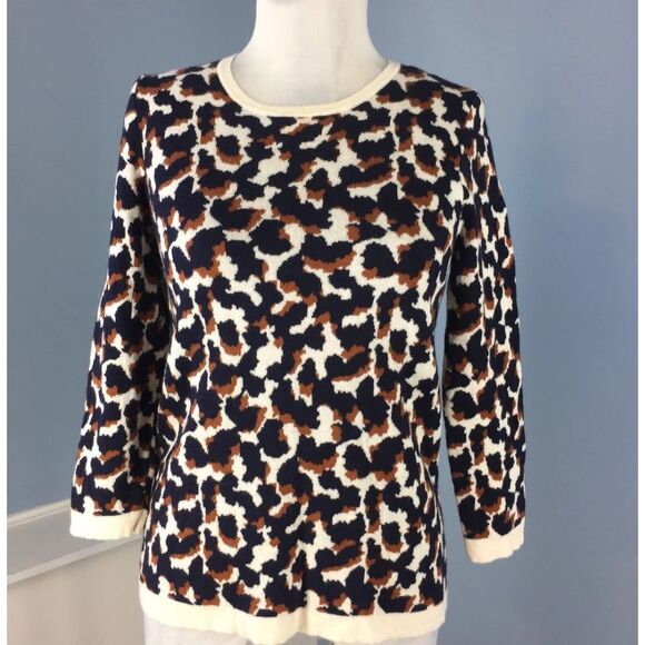 Ann Taylor Scoopneck 3/4 Sleeve Animal Print Sweater. S. Wool Blend - Picture 6 of 13